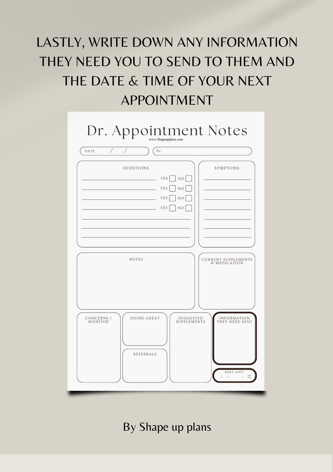 ADHD DR. APPOINTMENT NOTES