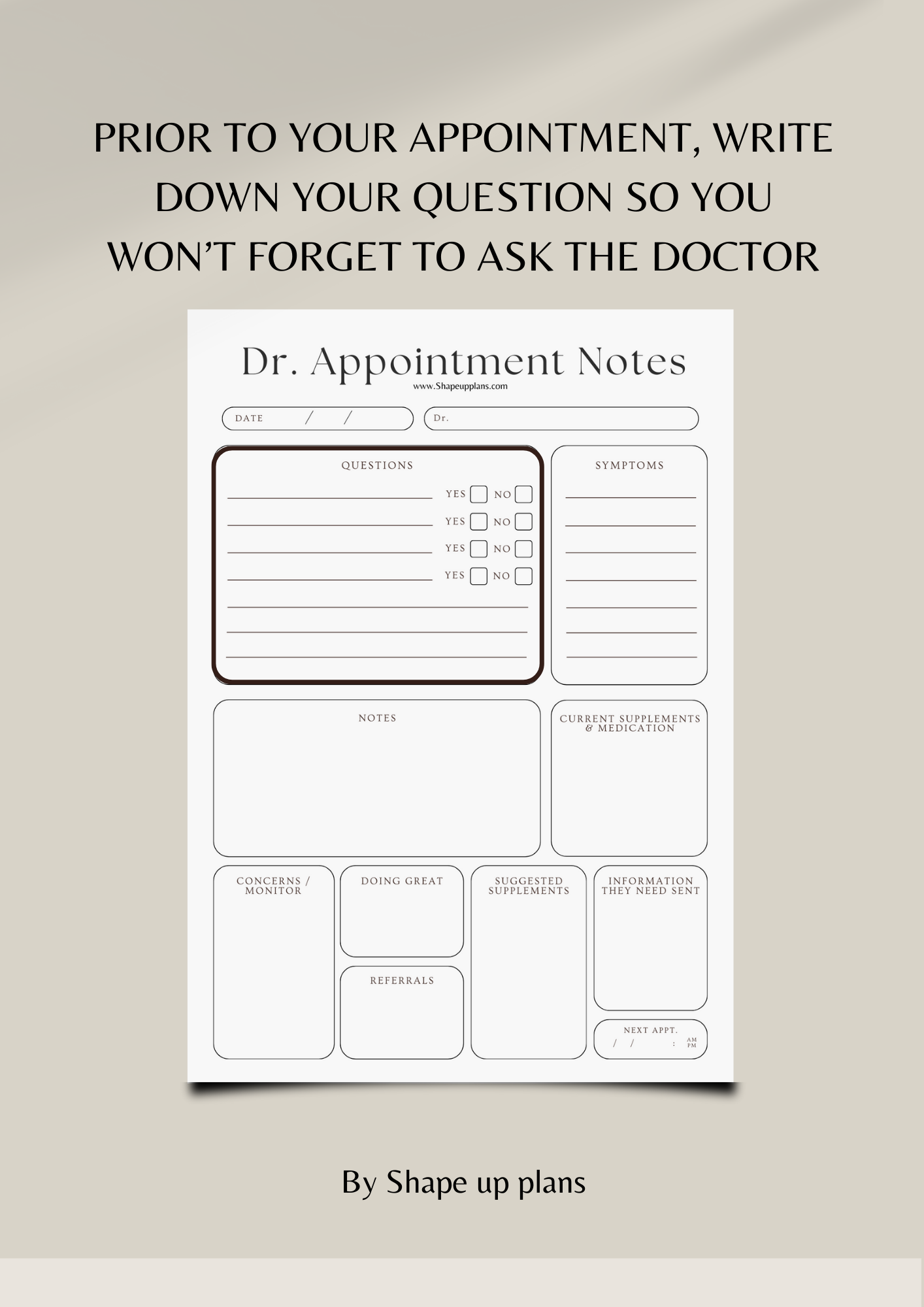 ADHD DR. APPOINTMENT NOTES