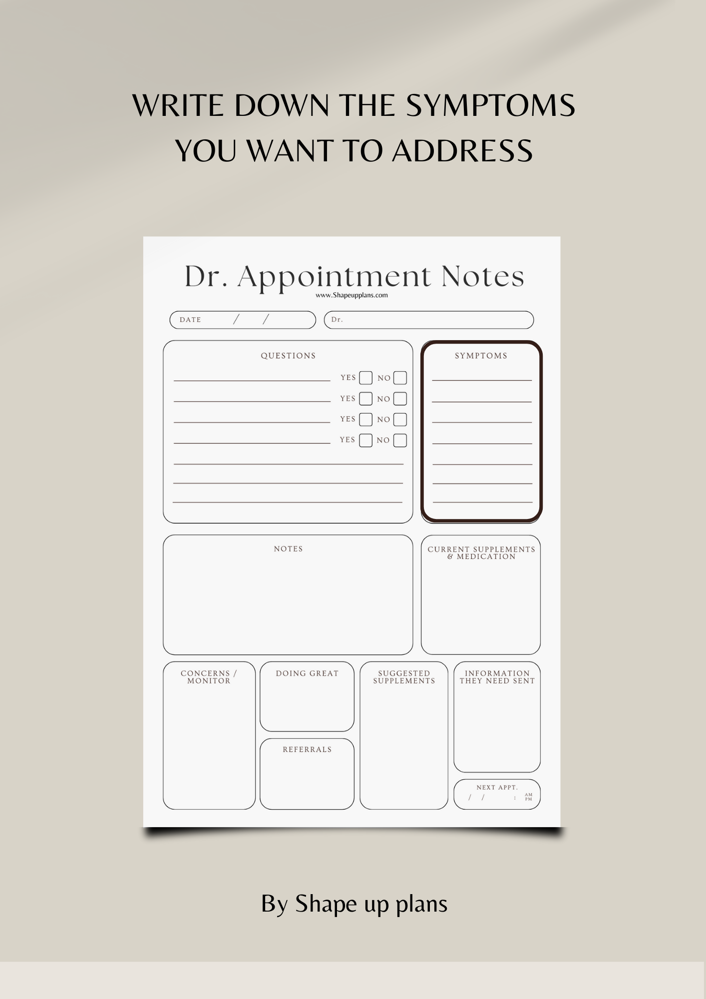 ADHD DR. APPOINTMENT NOTES