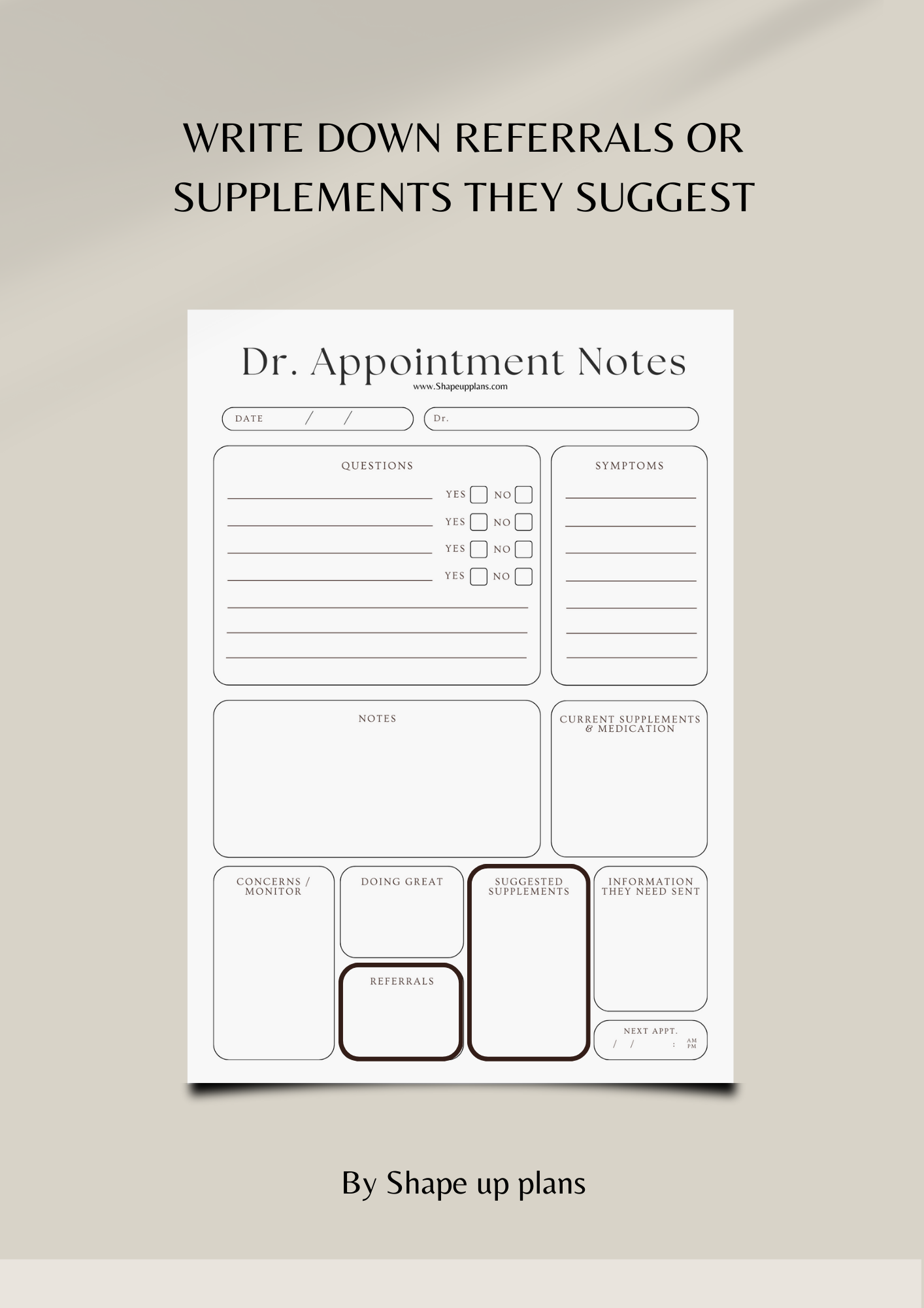 ADHD DR. APPOINTMENT NOTES