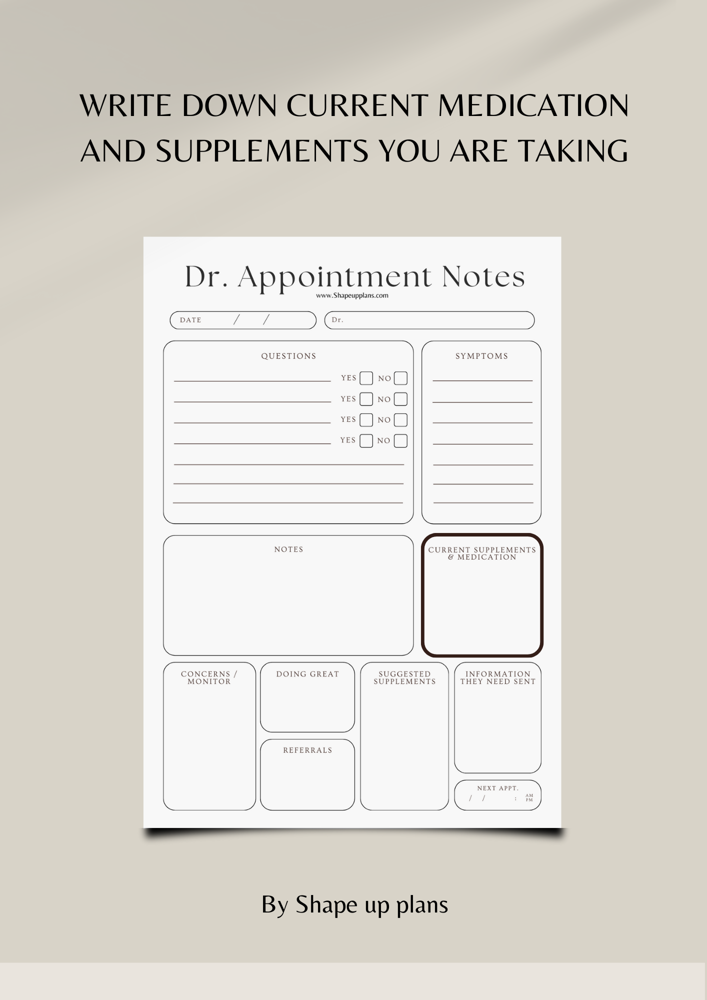 ADHD DR. APPOINTMENT NOTES
