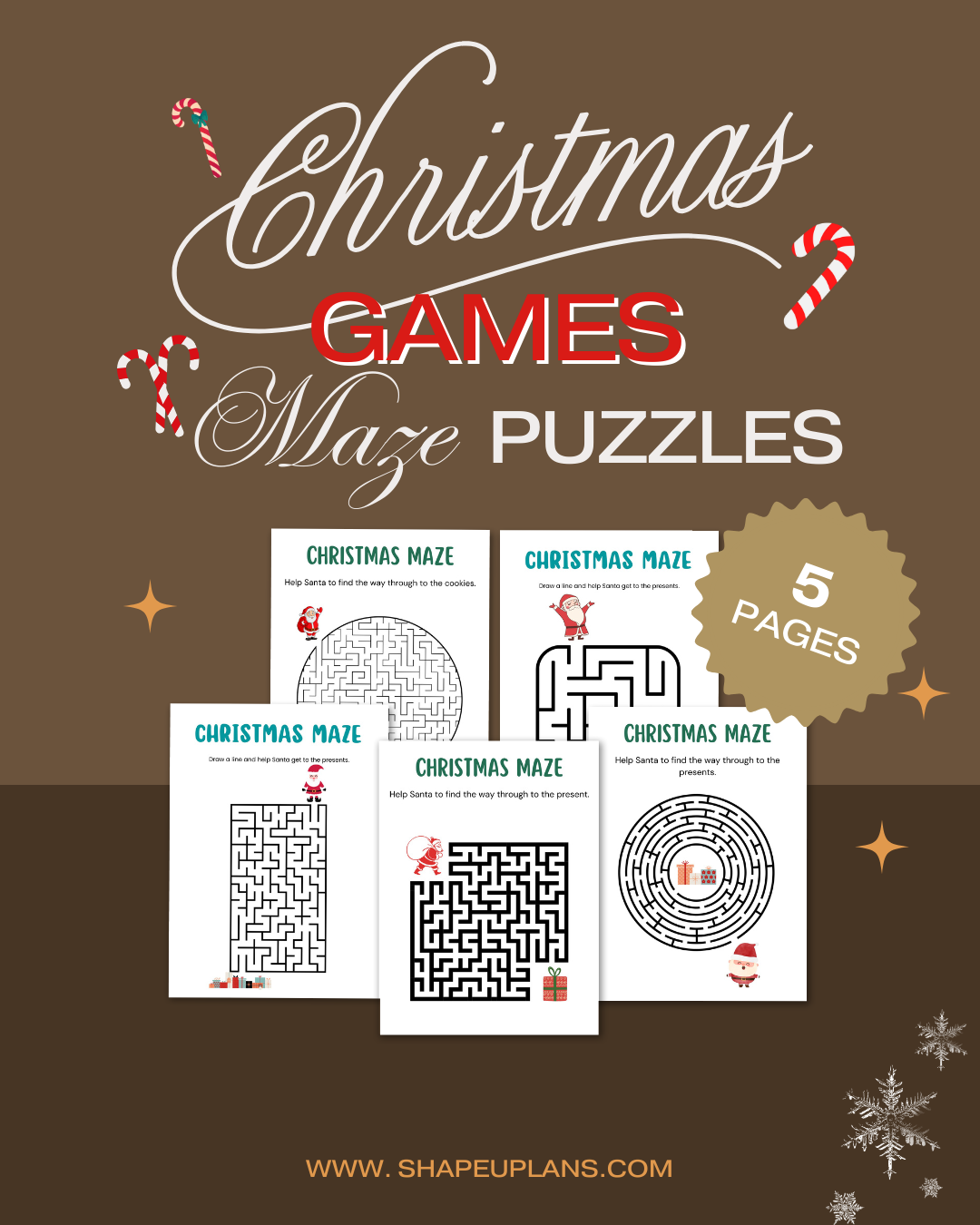 XMAS 2023 🎄: Christmas Games Bundle, Printable Maze Puzzles, Word Search, Coloring Pages and Activity Book For Kids