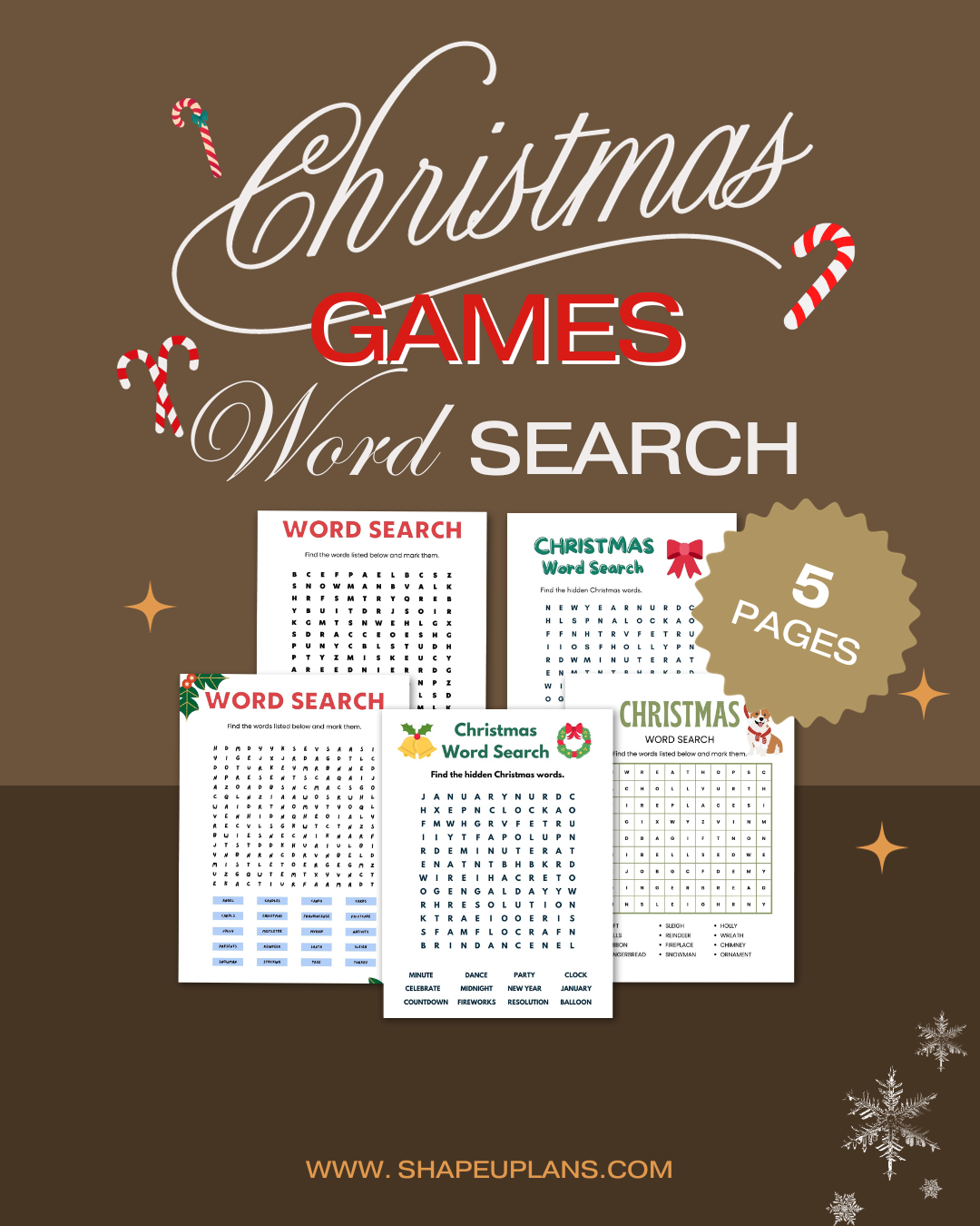 XMAS 2023 🎄: Christmas Games Bundle, Printable Maze Puzzles, Word Search, Coloring Pages and Activity Book For Kids