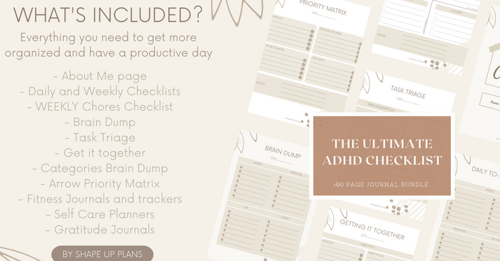 ADHD Planner and Checklists Bundle Pack – Shape Up Plans